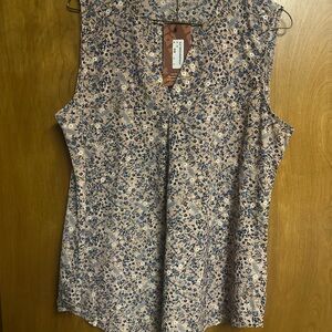 Gaharu multi-colored floral sleeveless blouse NWT